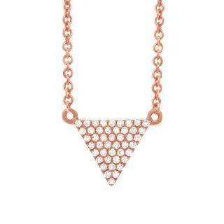 0.13ct 14k Rose Gold Diamond Pave Triangle Necklace
