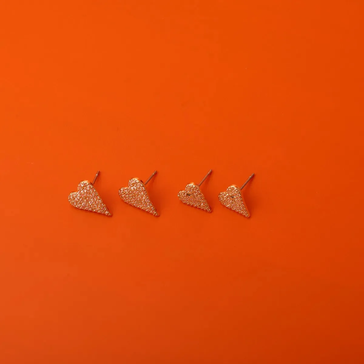 1 Pair Casual Simple Style Heart Shape Plating Copper Copper 18k Gold Plated Ear Studs