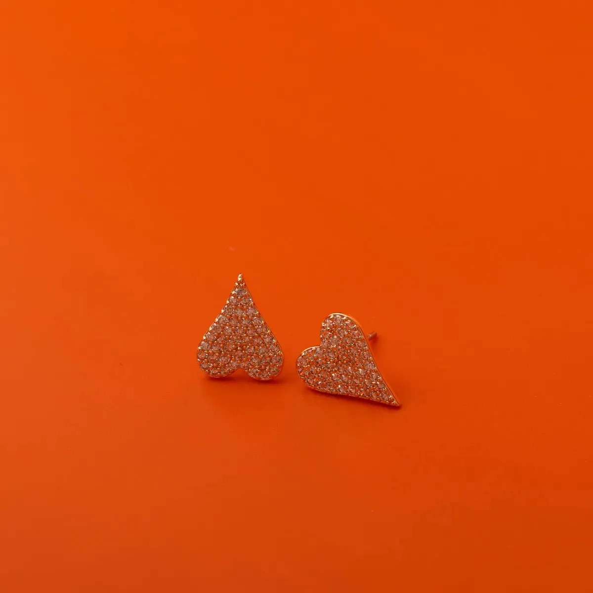 1 Pair Casual Simple Style Heart Shape Plating Copper Copper 18k Gold Plated Ear Studs