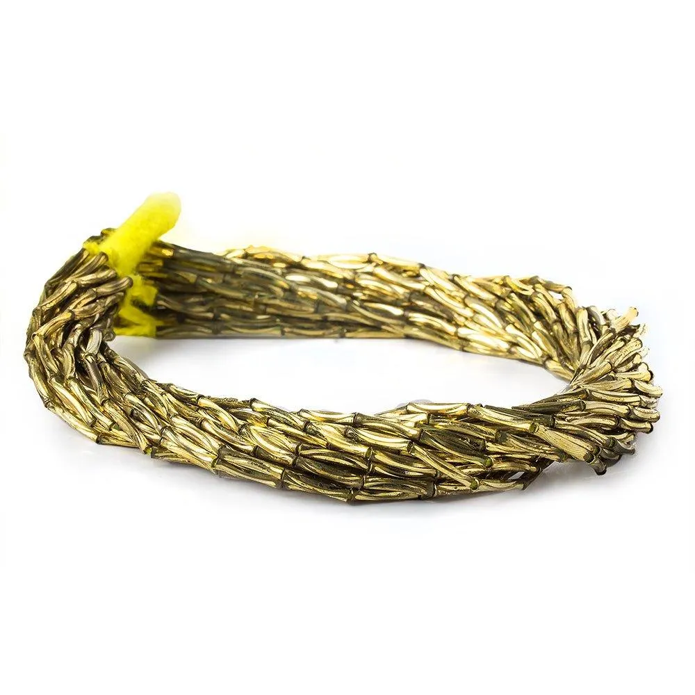 10mm Brass Grooved Wave Tube Beads 8 inch
