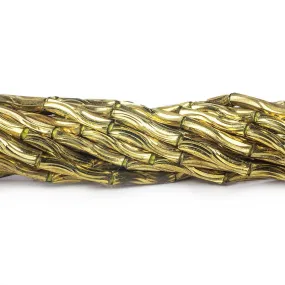 10mm Brass Grooved Wave Tube Beads 8 inch