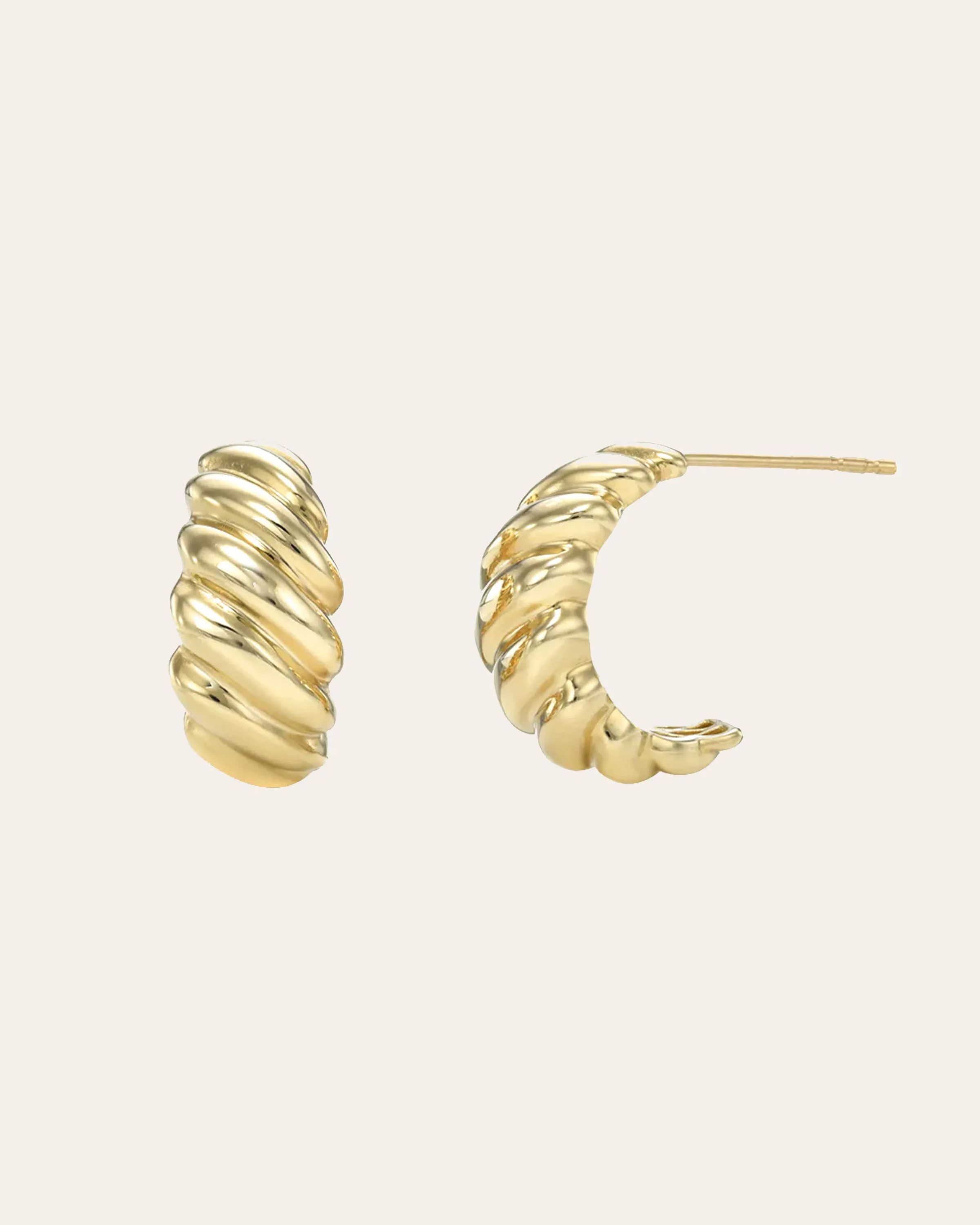 14K Gold Croissant Stud Earrings
