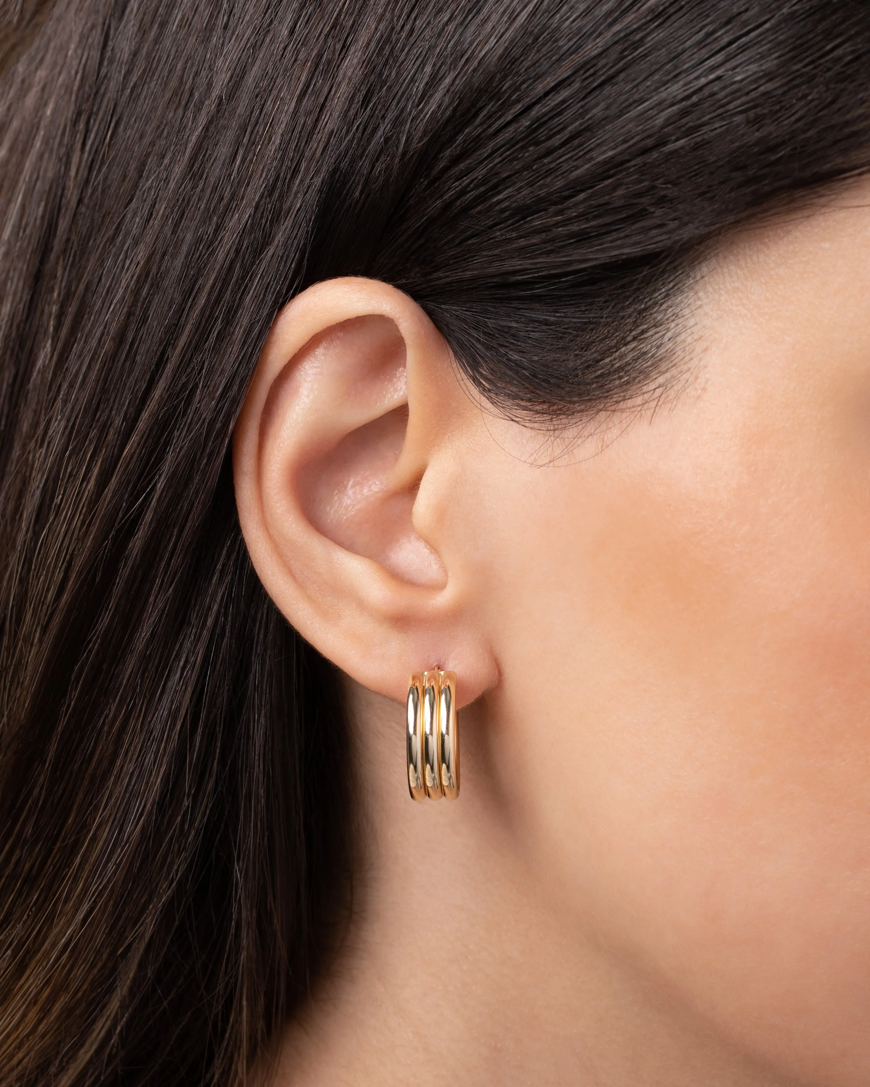 14k Gold Trio Hoop Earrings