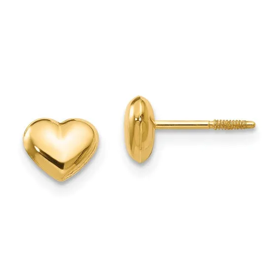 14k Puffed Heart Earrings