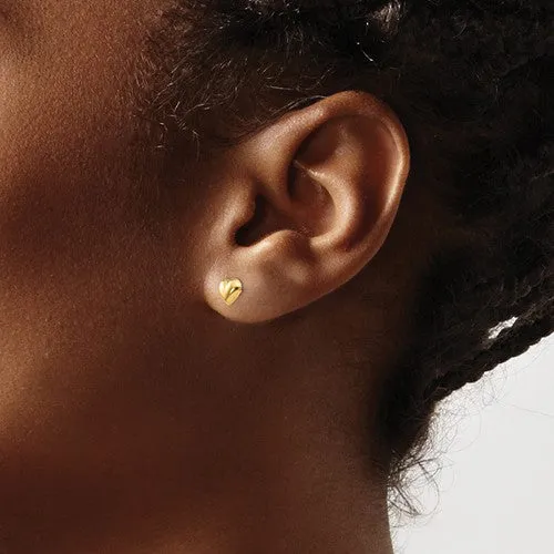 14k Puffed Heart Earrings