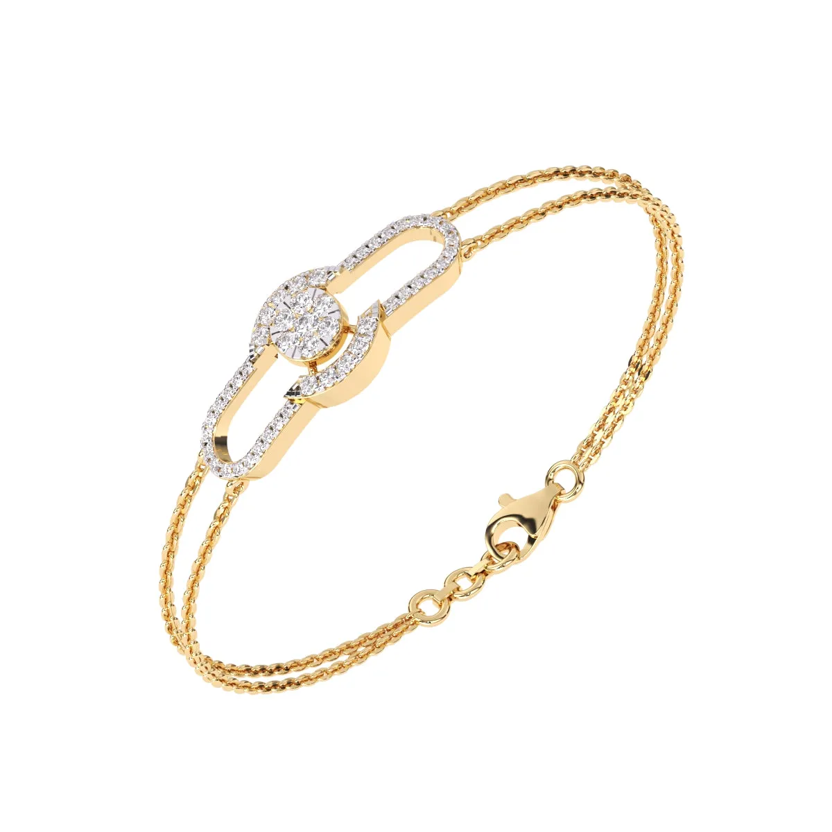 14K Rose Gold Trendy Lab Grown Diamond Bracelet