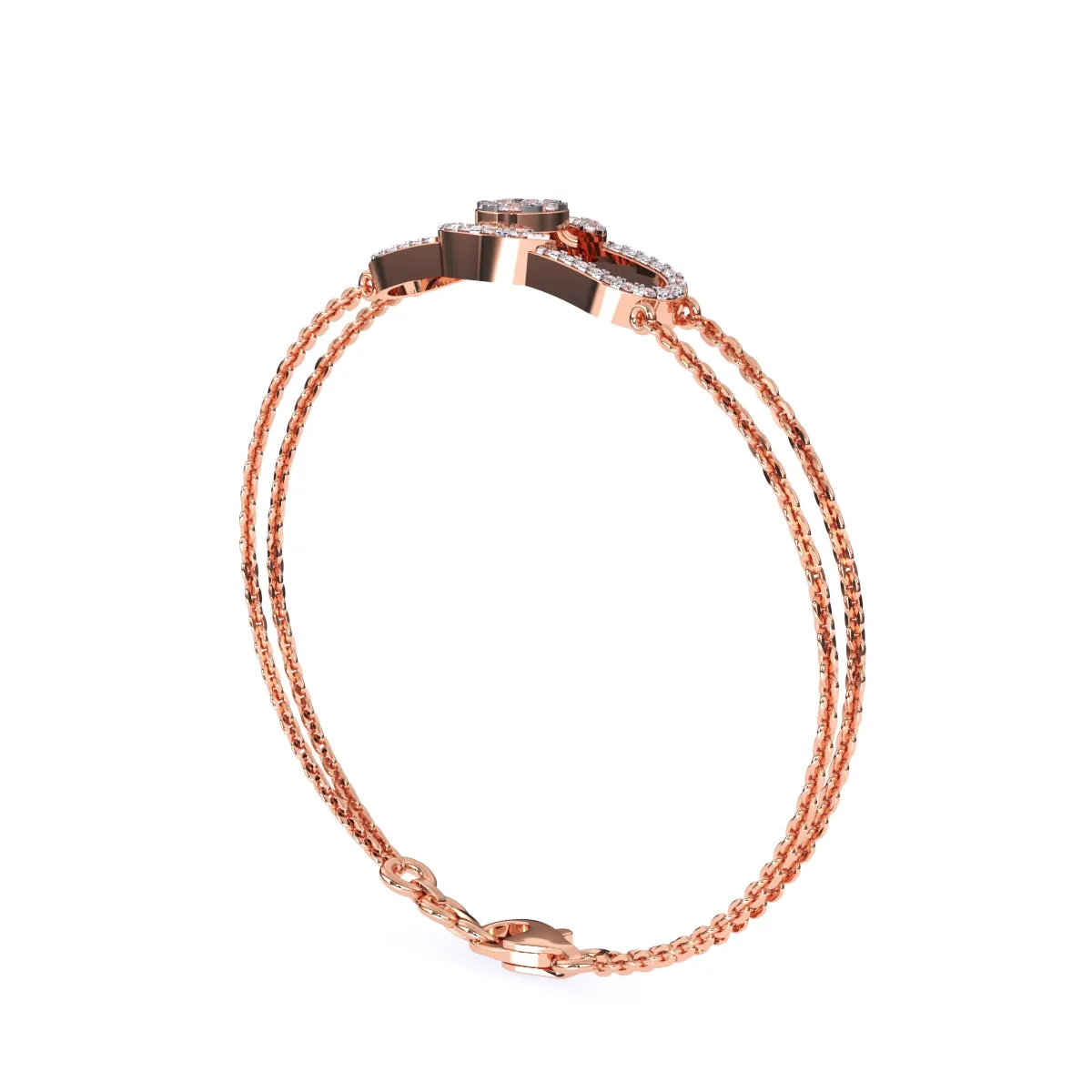 14K Rose Gold Trendy Lab Grown Diamond Bracelet