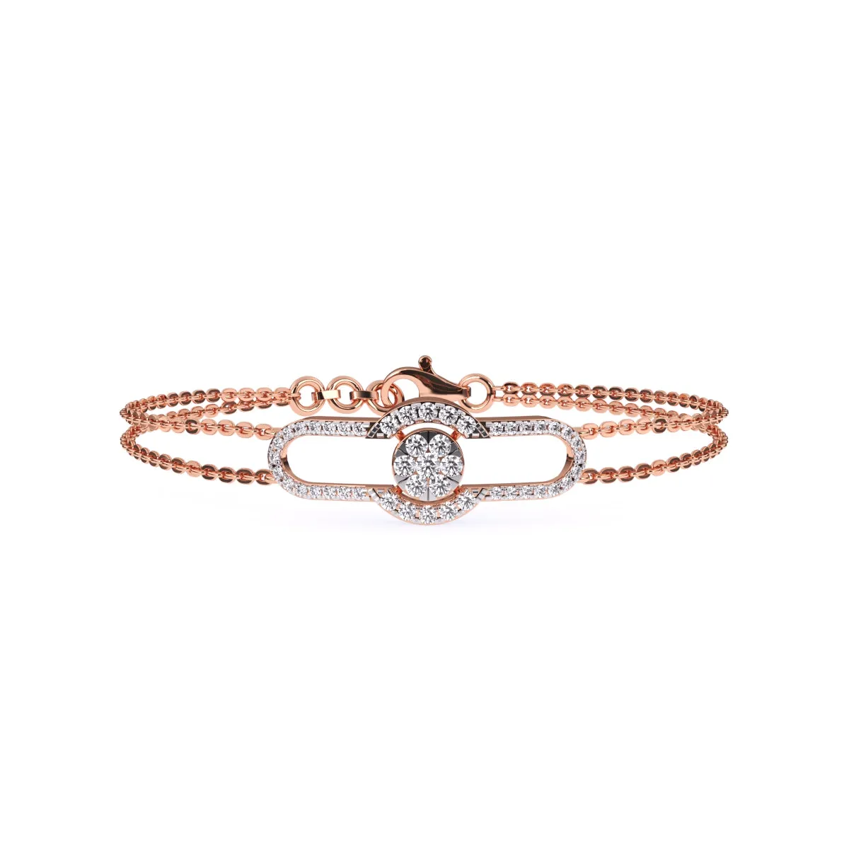 14K Rose Gold Trendy Lab Grown Diamond Bracelet