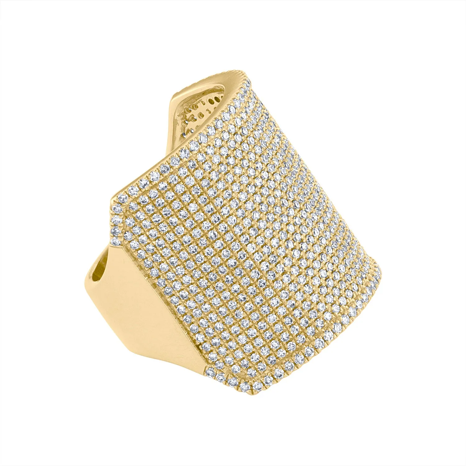 14KT GOLD DIAMOND PAVE WIDE RECTANGULAR RING