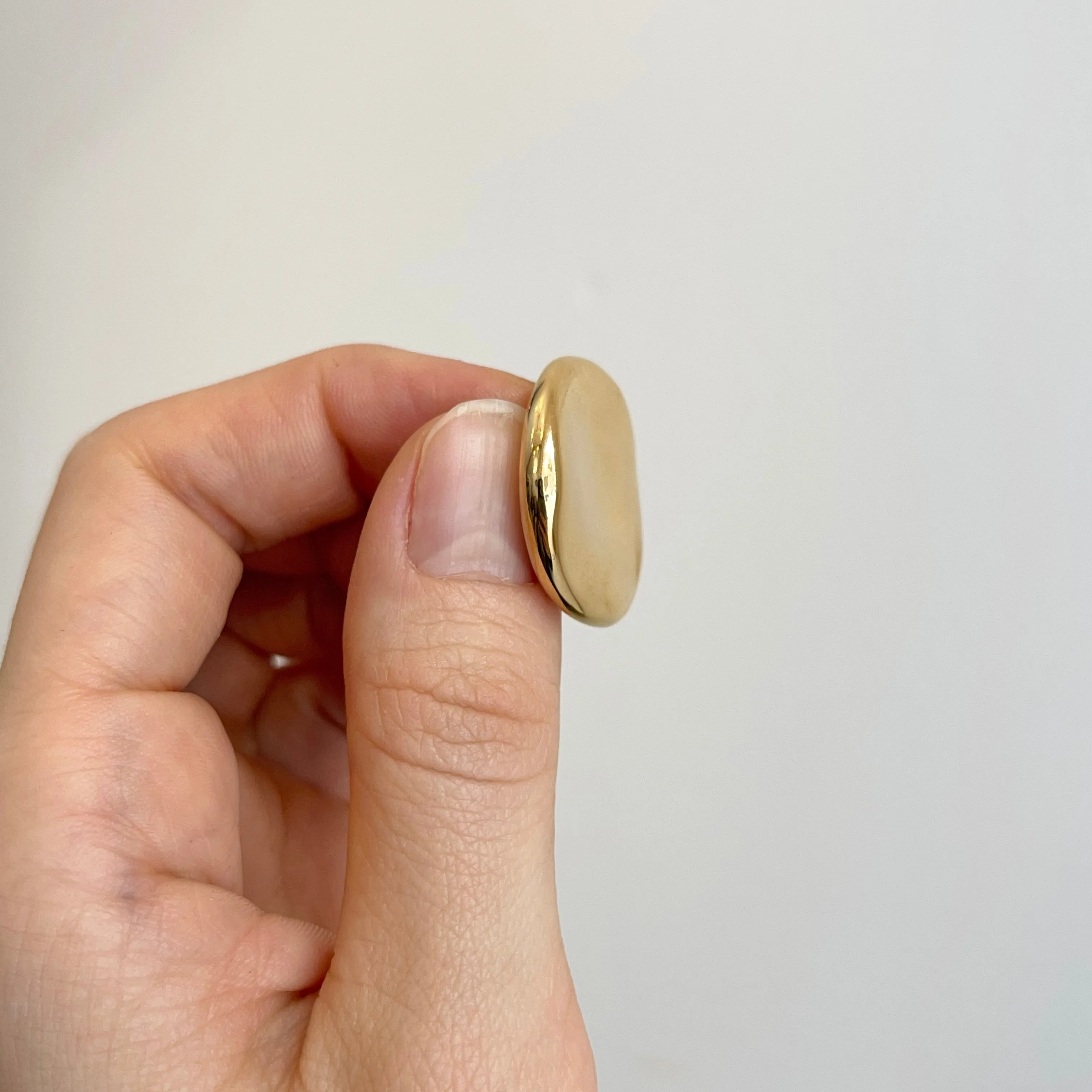 14KT Yellow Gold Concave Round Disc Omega Back Earrings 26mm