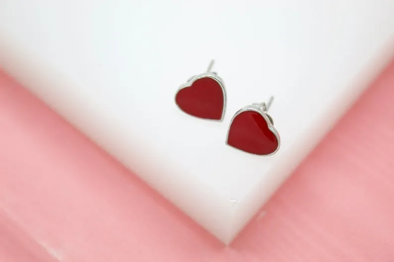 18K Gold Filled Colors Heart Stud Earrings (L44)