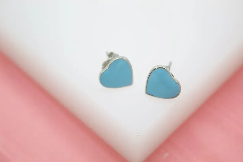 18K Gold Filled Colors Heart Stud Earrings (L44)