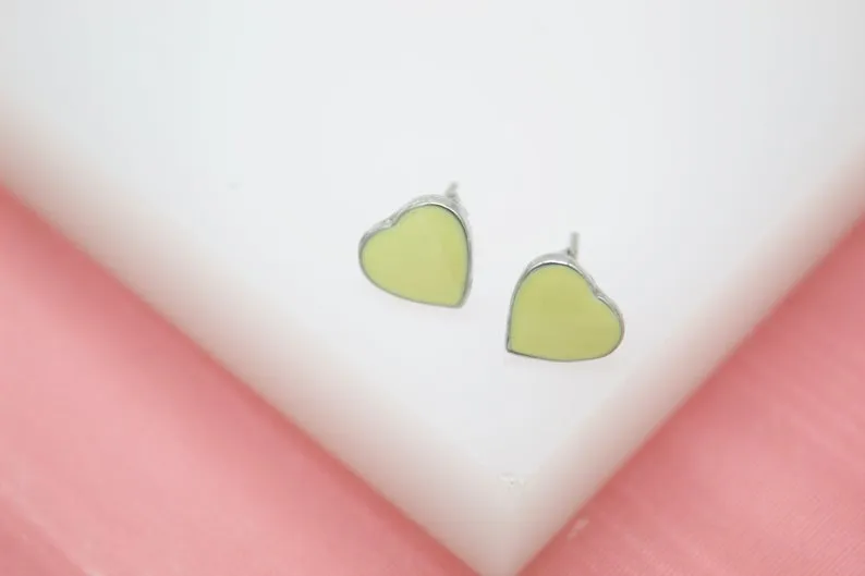 18K Gold Filled Colors Heart Stud Earrings (L44)