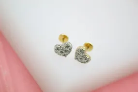 18K Gold Filled Heart Stud Earrings (L121)