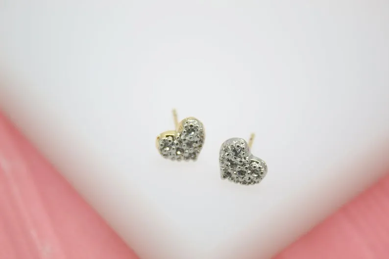 18K Gold Filled Heart Stud Earrings (L121)