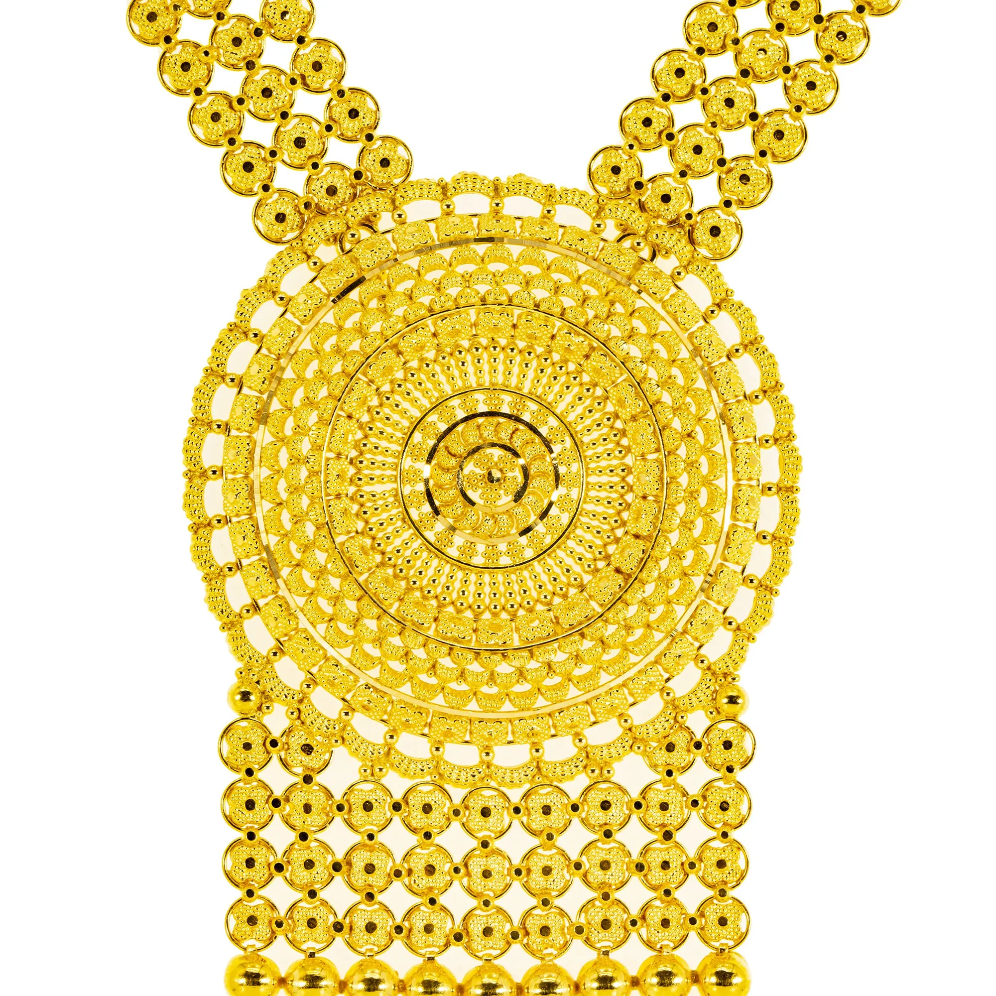 22K Yellow Gold Aditi Necklace & Earrings Set (99.8 grams)