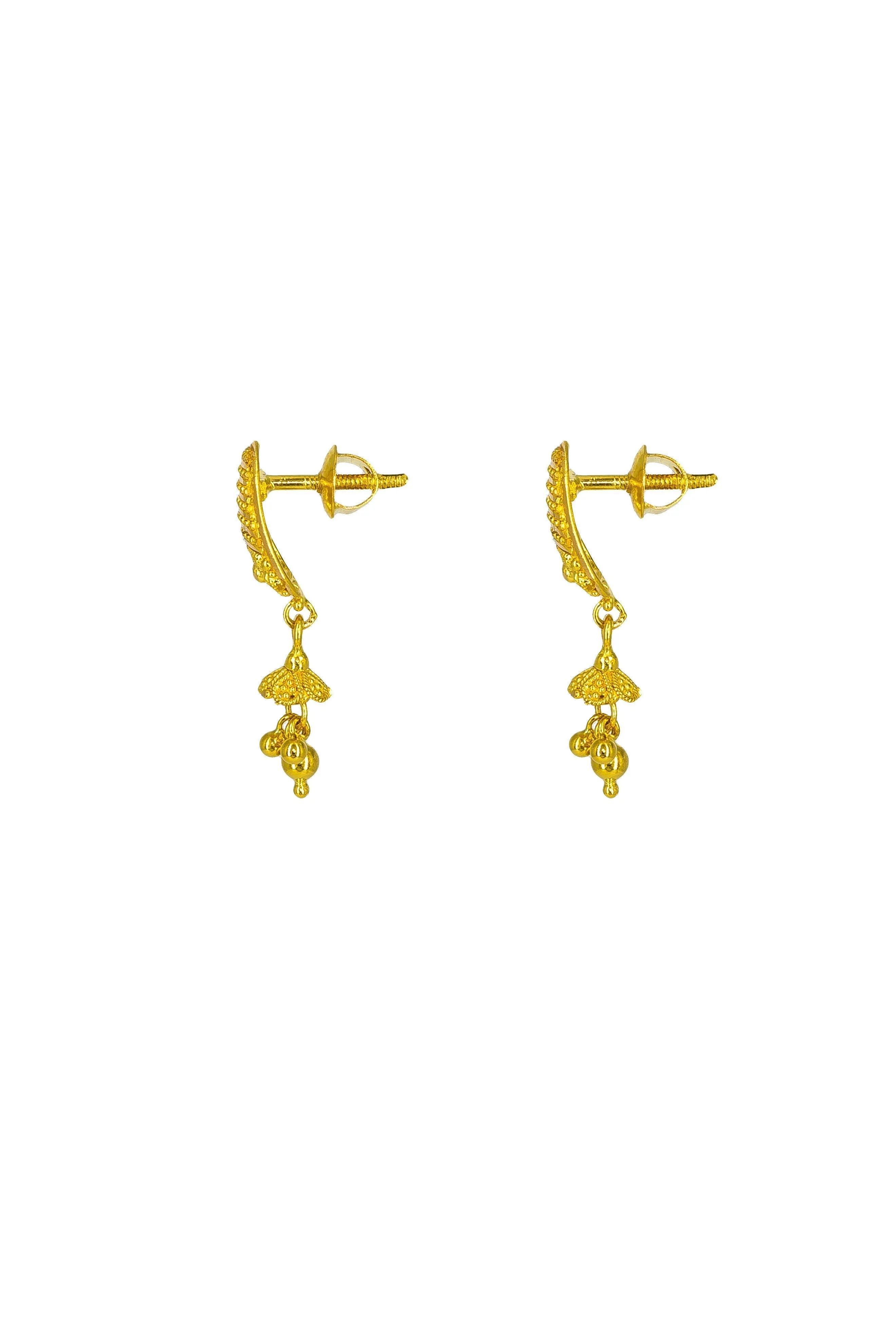 22k Yellow Gold Dotwork Design Statement Necklace & Earrings Set