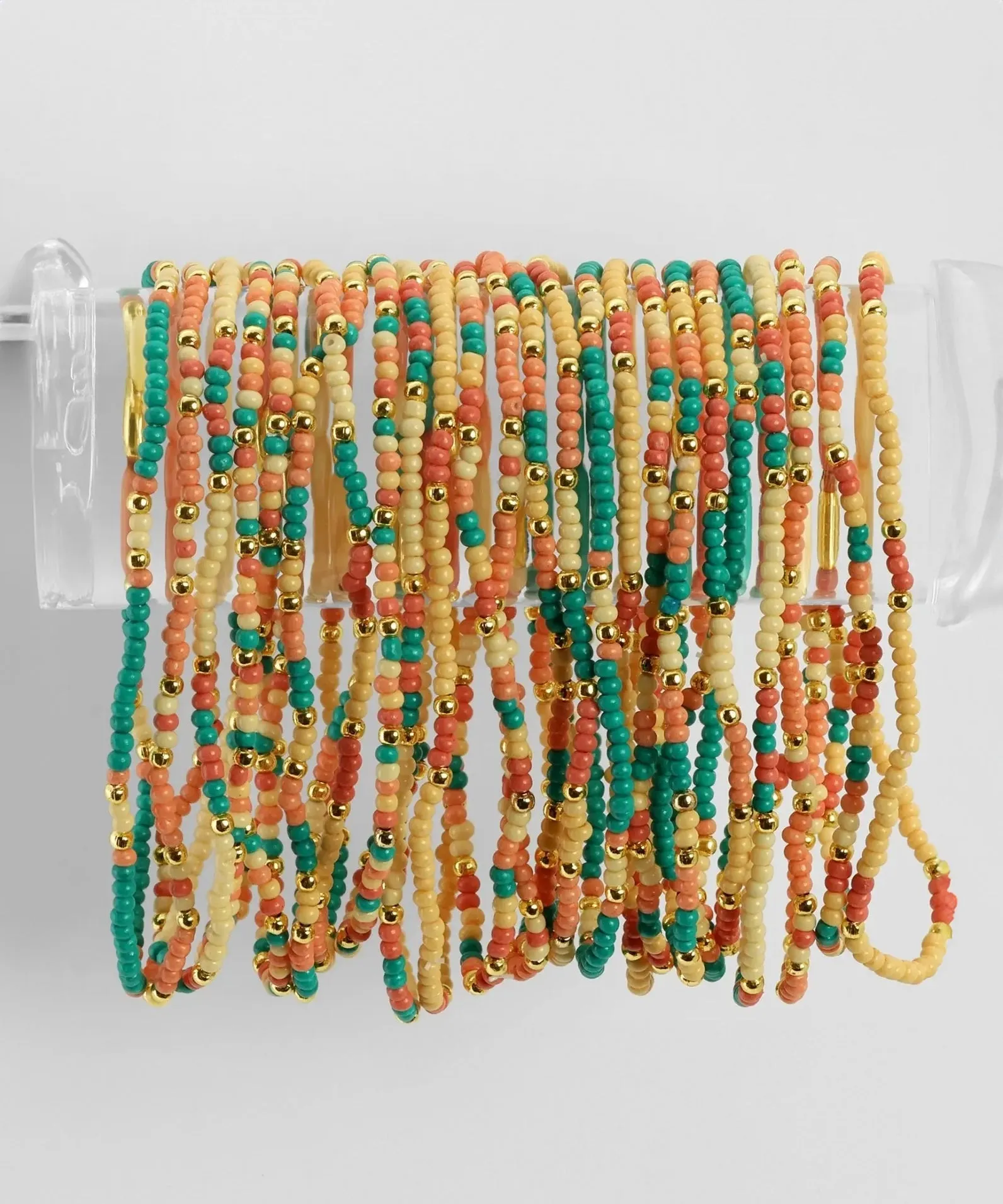 2mm Stretch Bracelet - Teal/Peach/Yellow