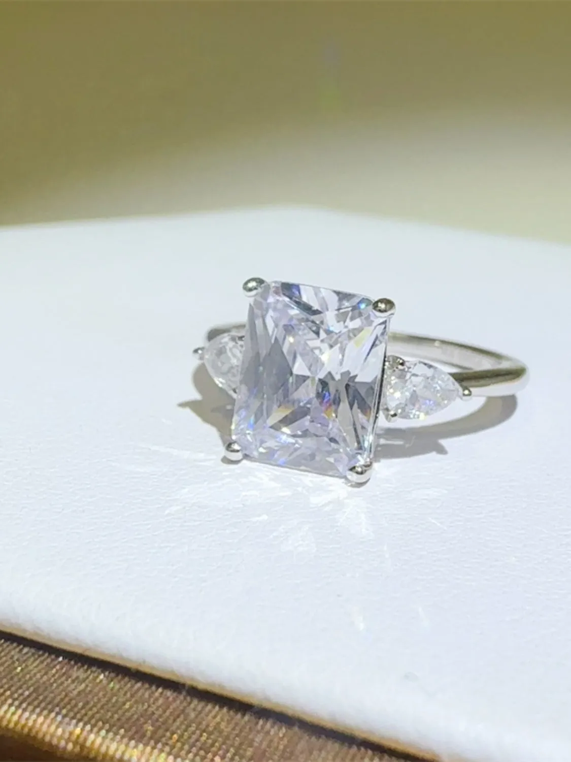 3 Carat Moissanite 925 Sterling Silver Square Shape Ring