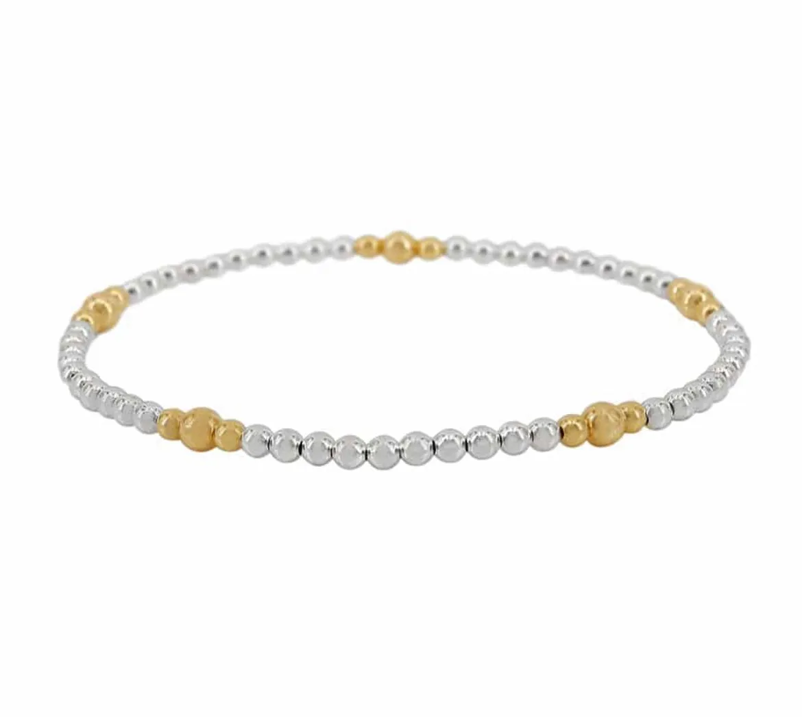 3/4 mm Gold Filled and  Silver Ball Bracelet