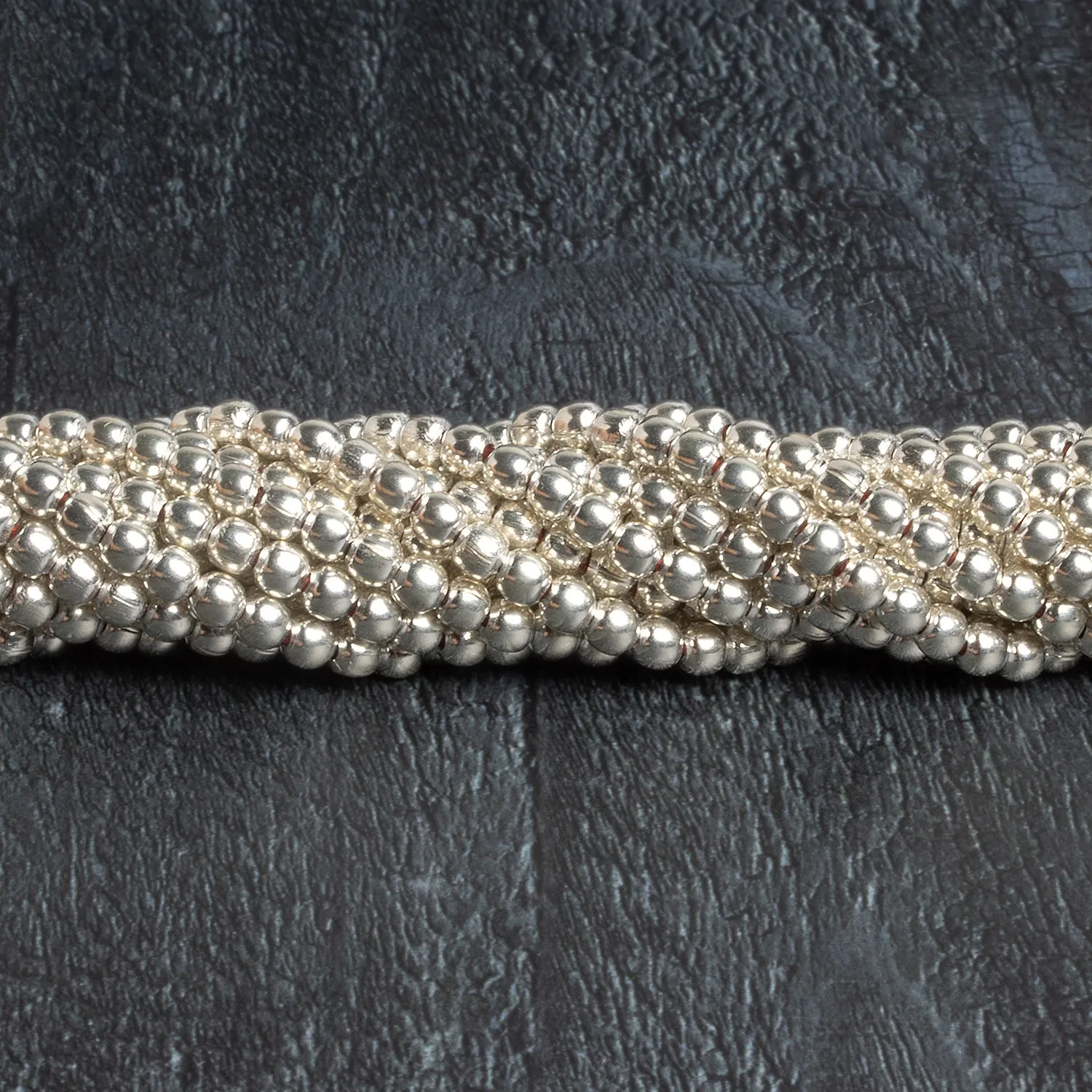 4mm Sterling Silver Plated Copper Rounds 8 inch 51 beads