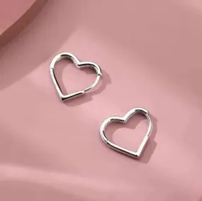 925 Sterling Silver Heart Hoop Earring,