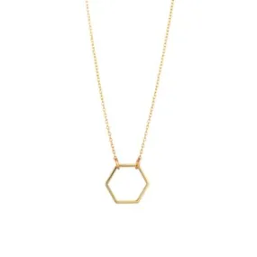 9kt Gold Hexagon Pendant Necklace