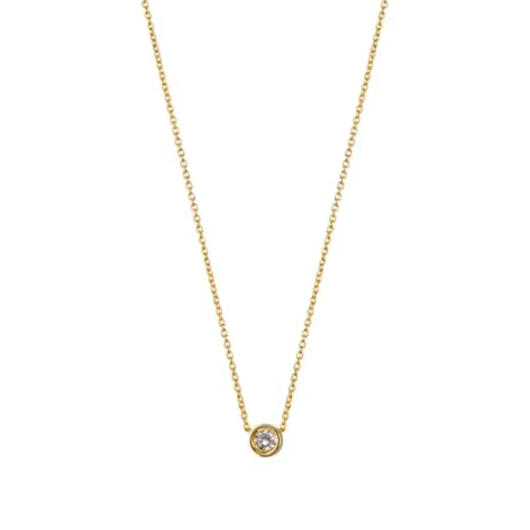 9kt Gold Solitaire .06 ct Diamond Pendant Necklace