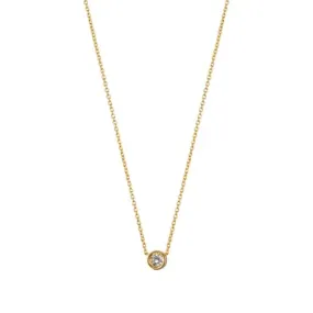 9kt Gold Solitaire .06 ct Diamond Pendant Necklace