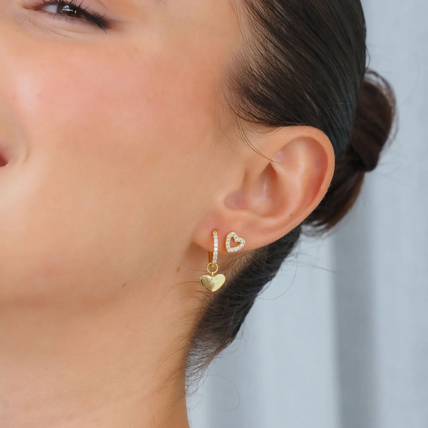 Amore Heart Hoop Earrings Gold