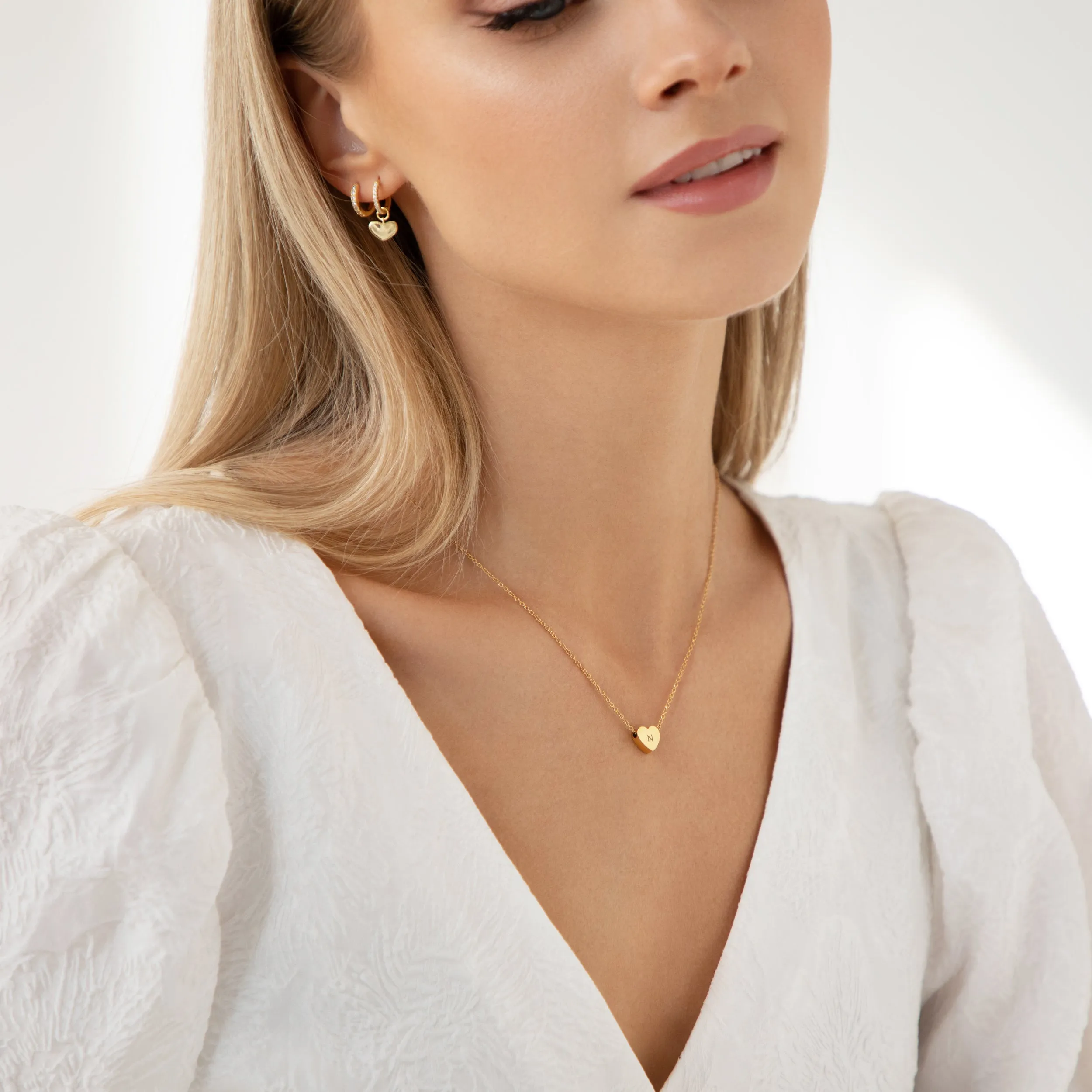 Amore Heart Hoop Earrings Gold