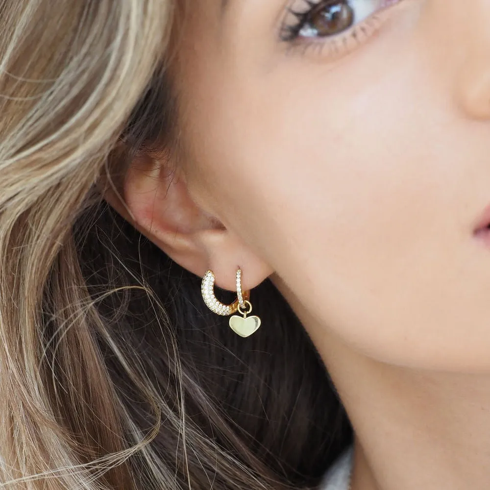 Amore Heart Hoop Earrings Gold