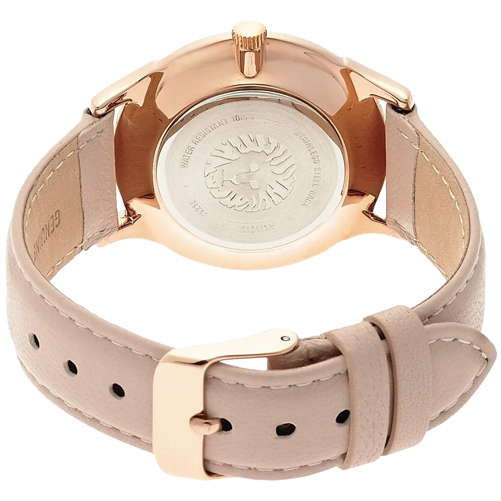 Anne Klein Womens AK 1010RGLP Rose Gold Tone Watch with Swarovski Crystals and Leather Band