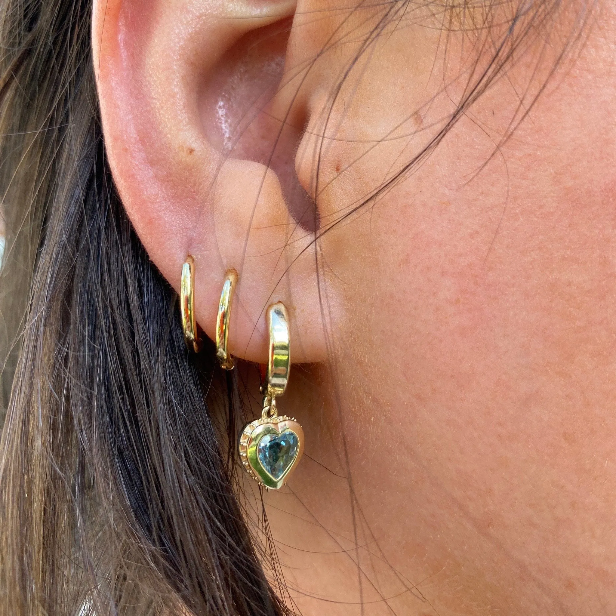 Aquamarine Dangle Heart Earrings