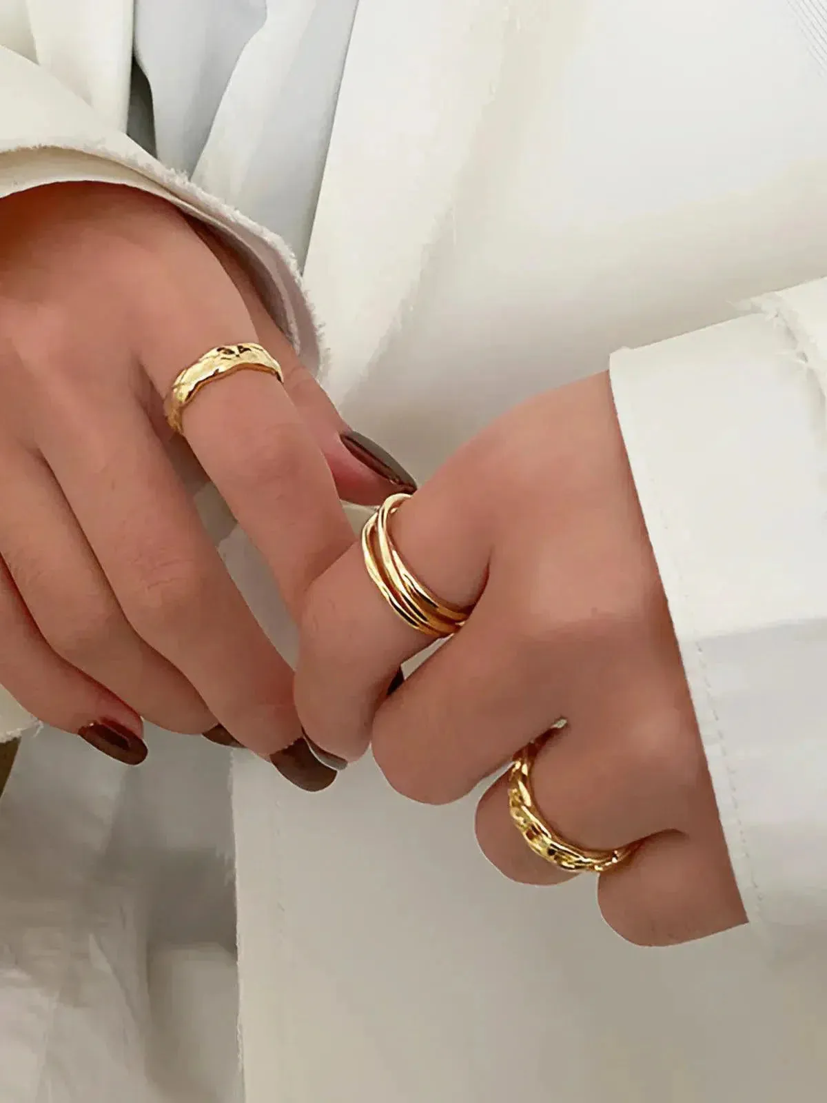 Auriane – Twisted design – Hoop ring trio