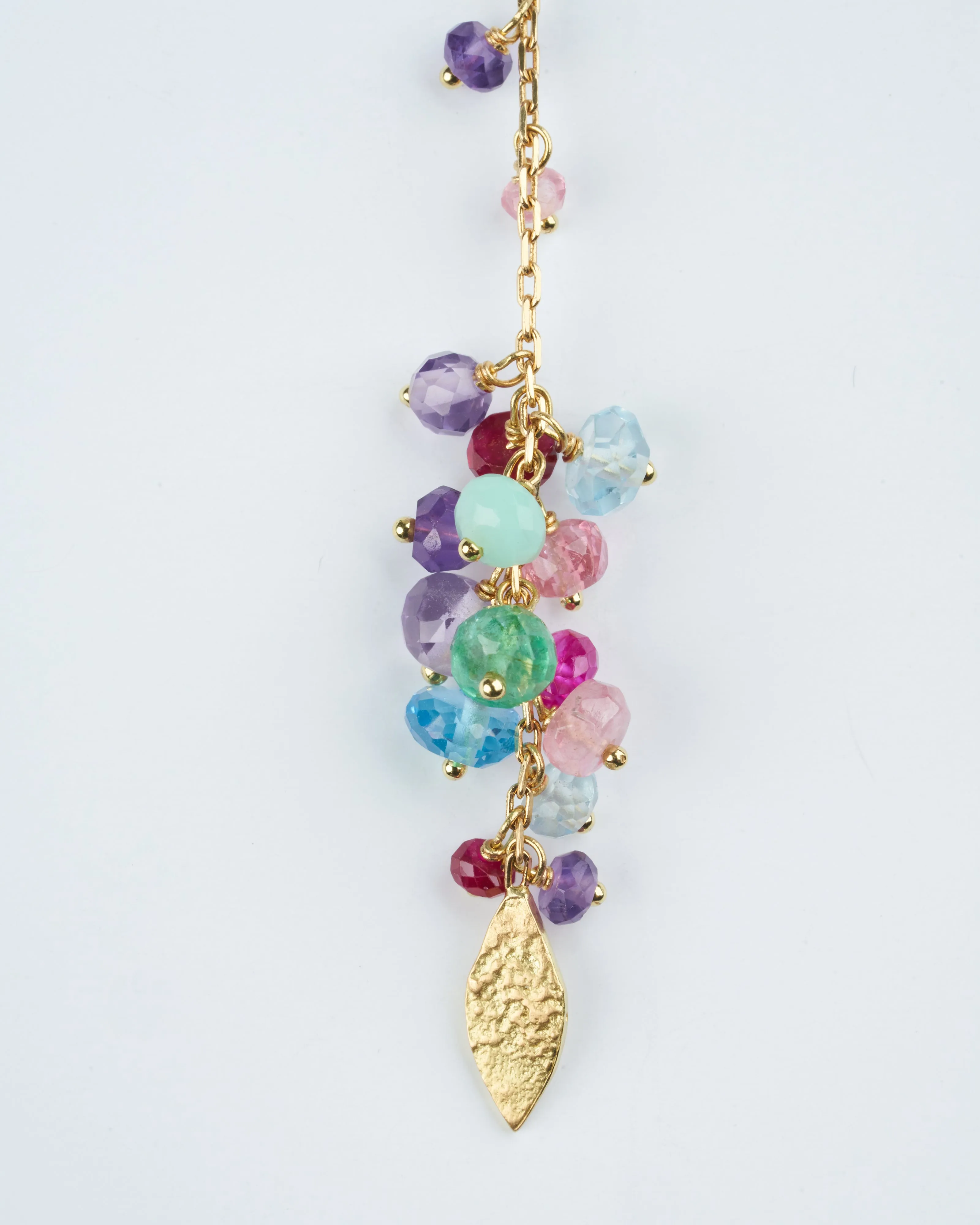 beaded necklace with gold leaves - gold