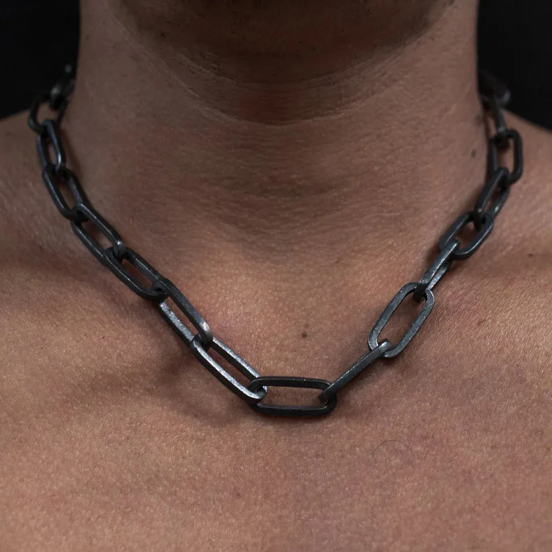 BIG CHAIN LINK NECKLACE | OXIDIZED 925 STERLING