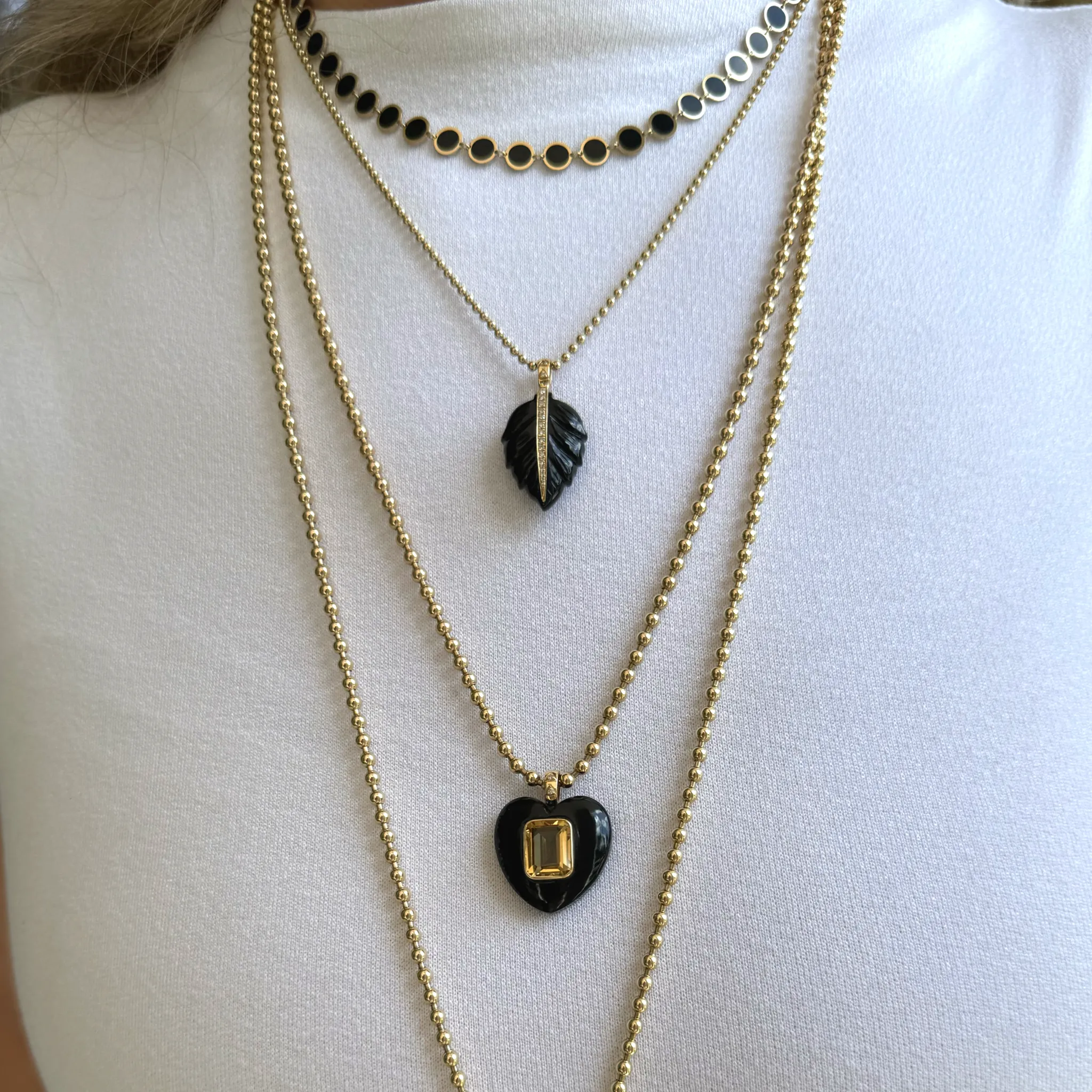 Black Onyx Disk Necklace