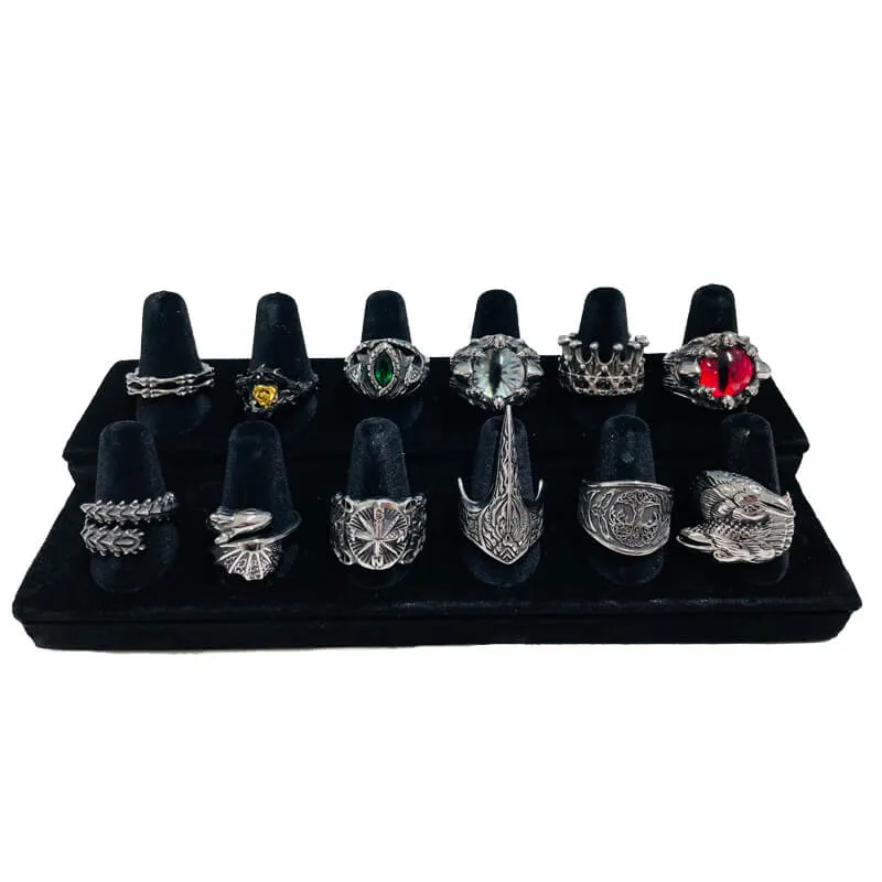 Black Resin Velvet Finger Ring Storage Display Holder
