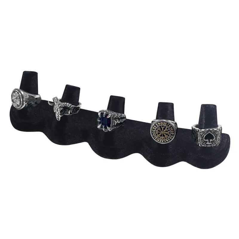 Black Resin Velvet Finger Ring Storage Display Holder