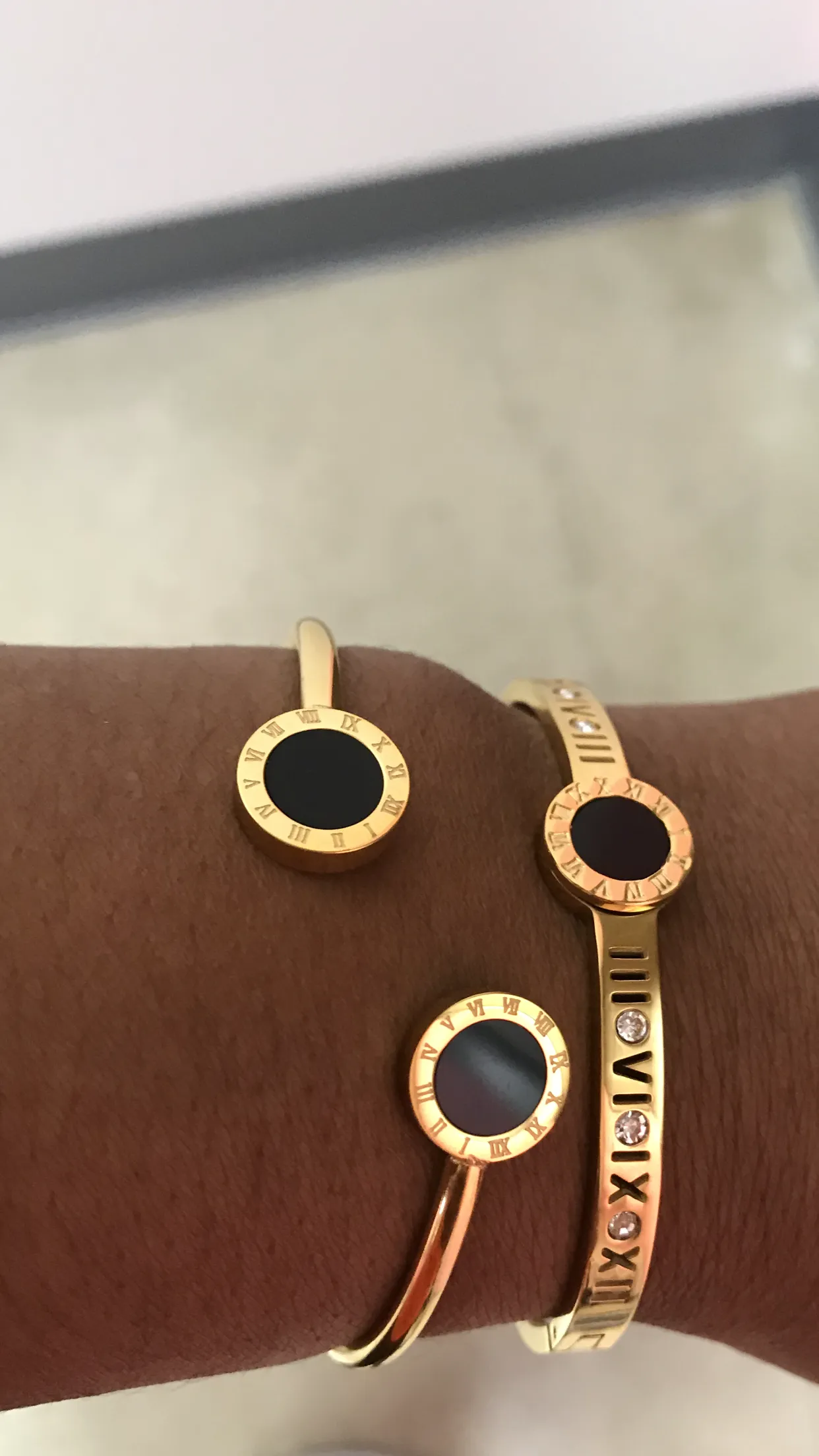 Black Stone Roman Diamond Bracelet