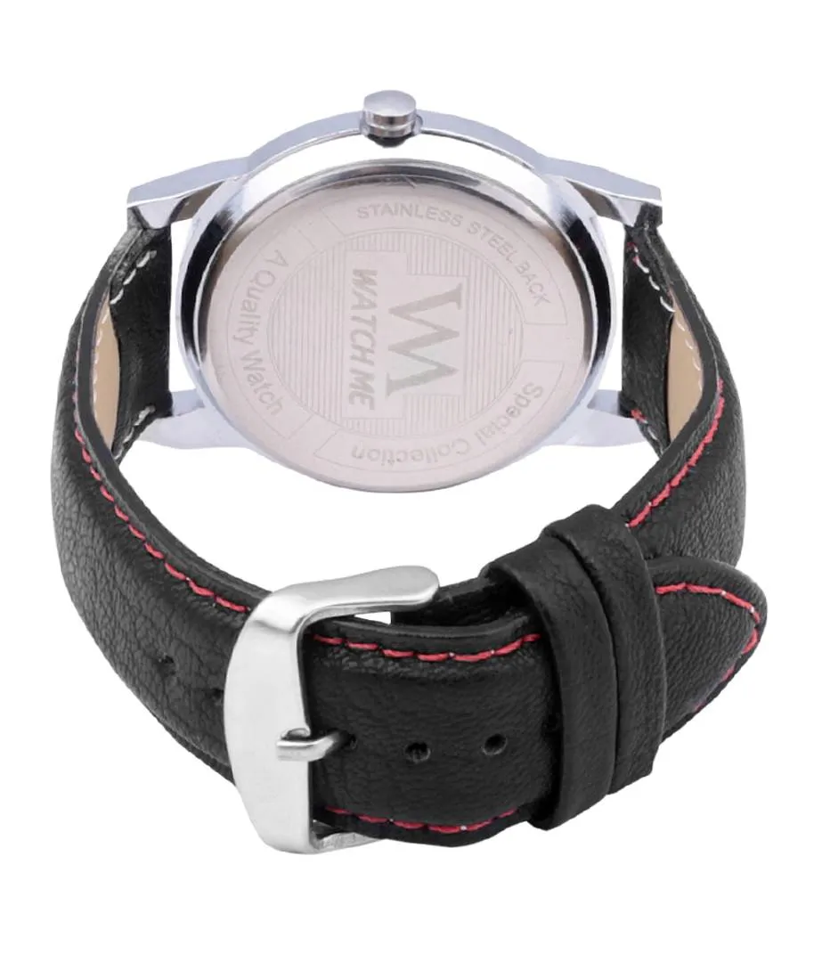 Black Synthetic Leather Analog Watch for Men