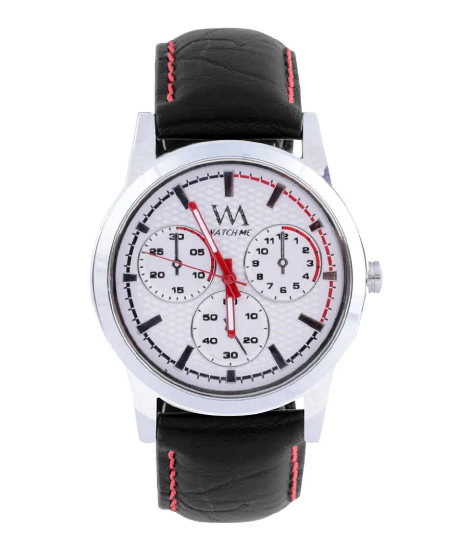 Black Synthetic Leather Analog Watch for Men