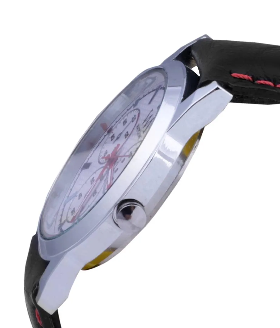 Black Synthetic Leather Analog Watch for Men