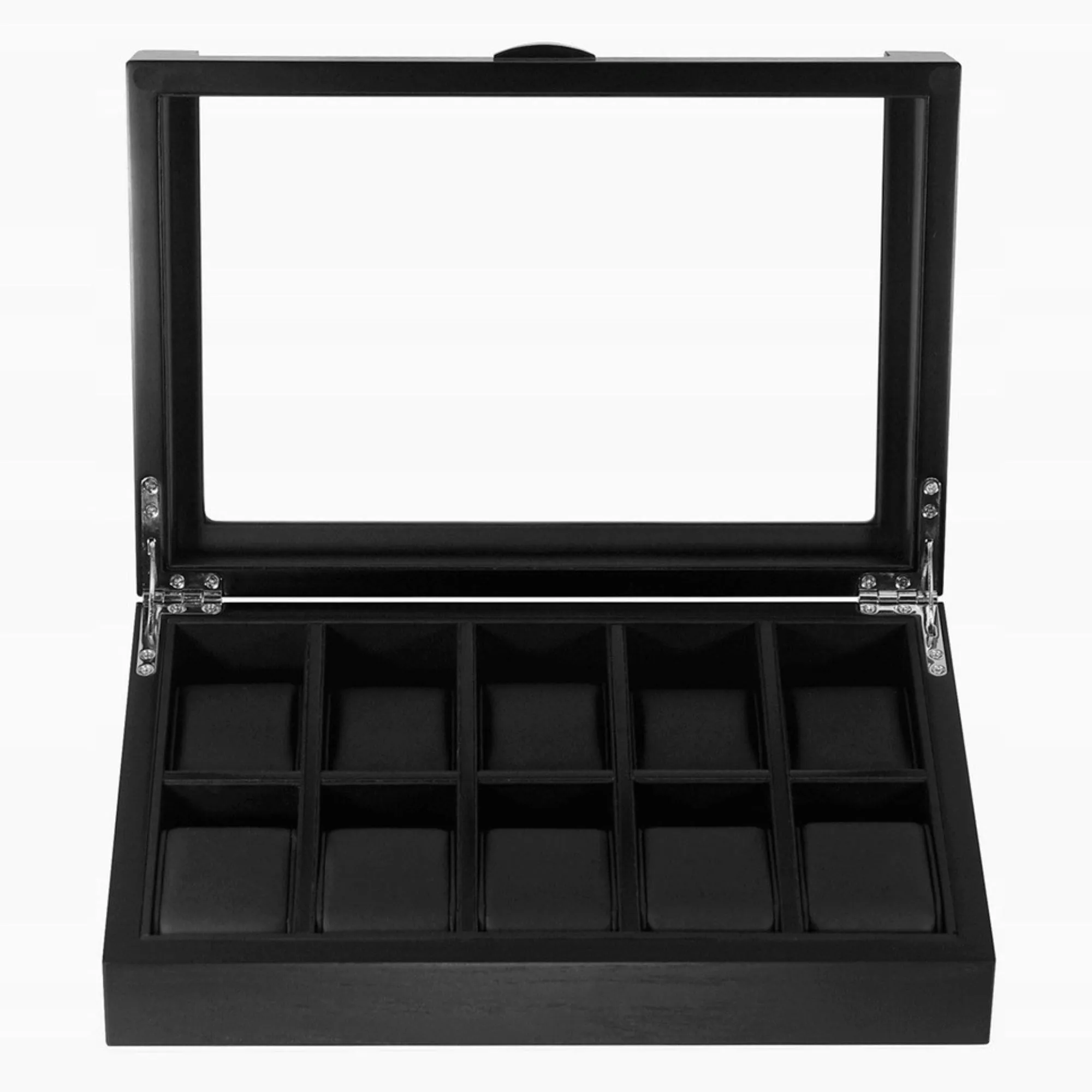 Black Wooden Watch Box for 10 Watches