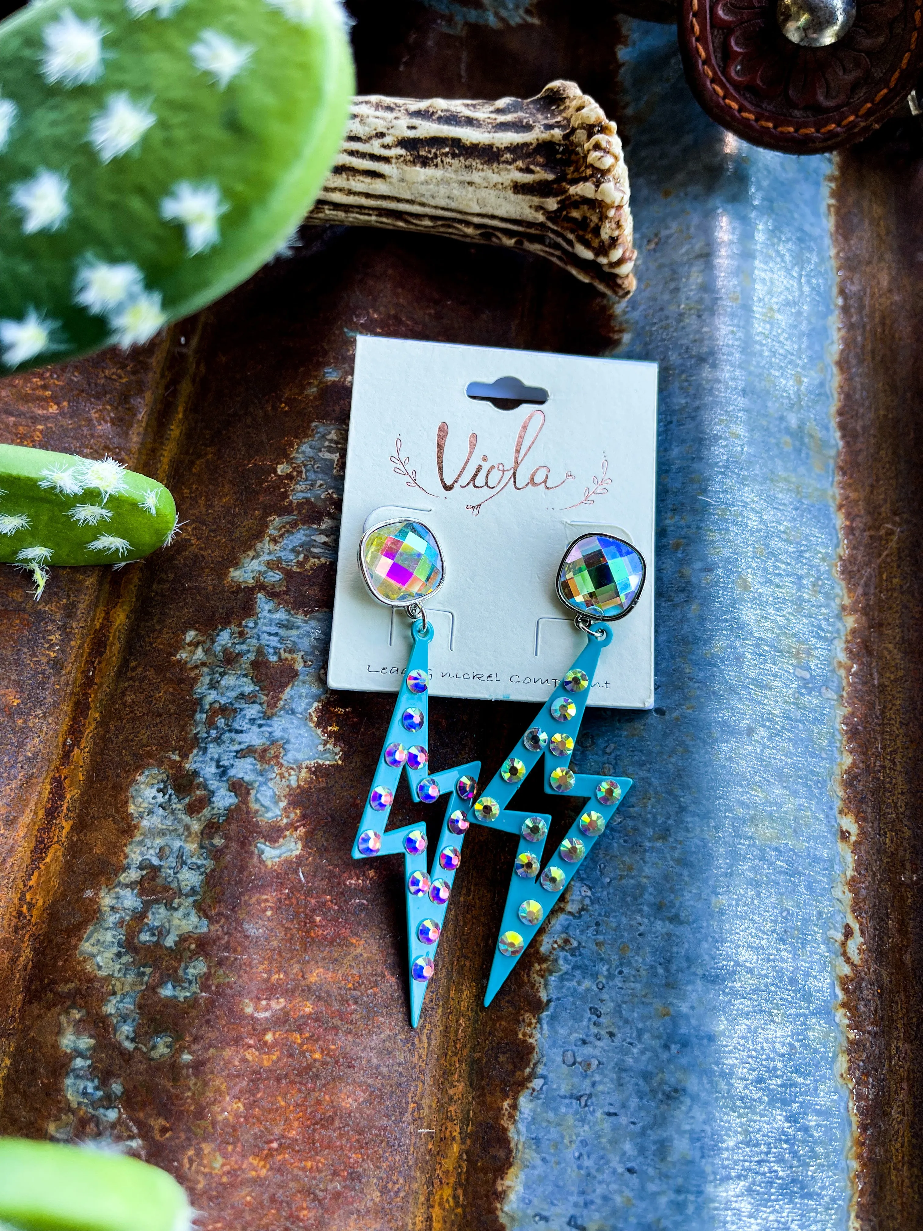 Blue Bold Bolt Earrings