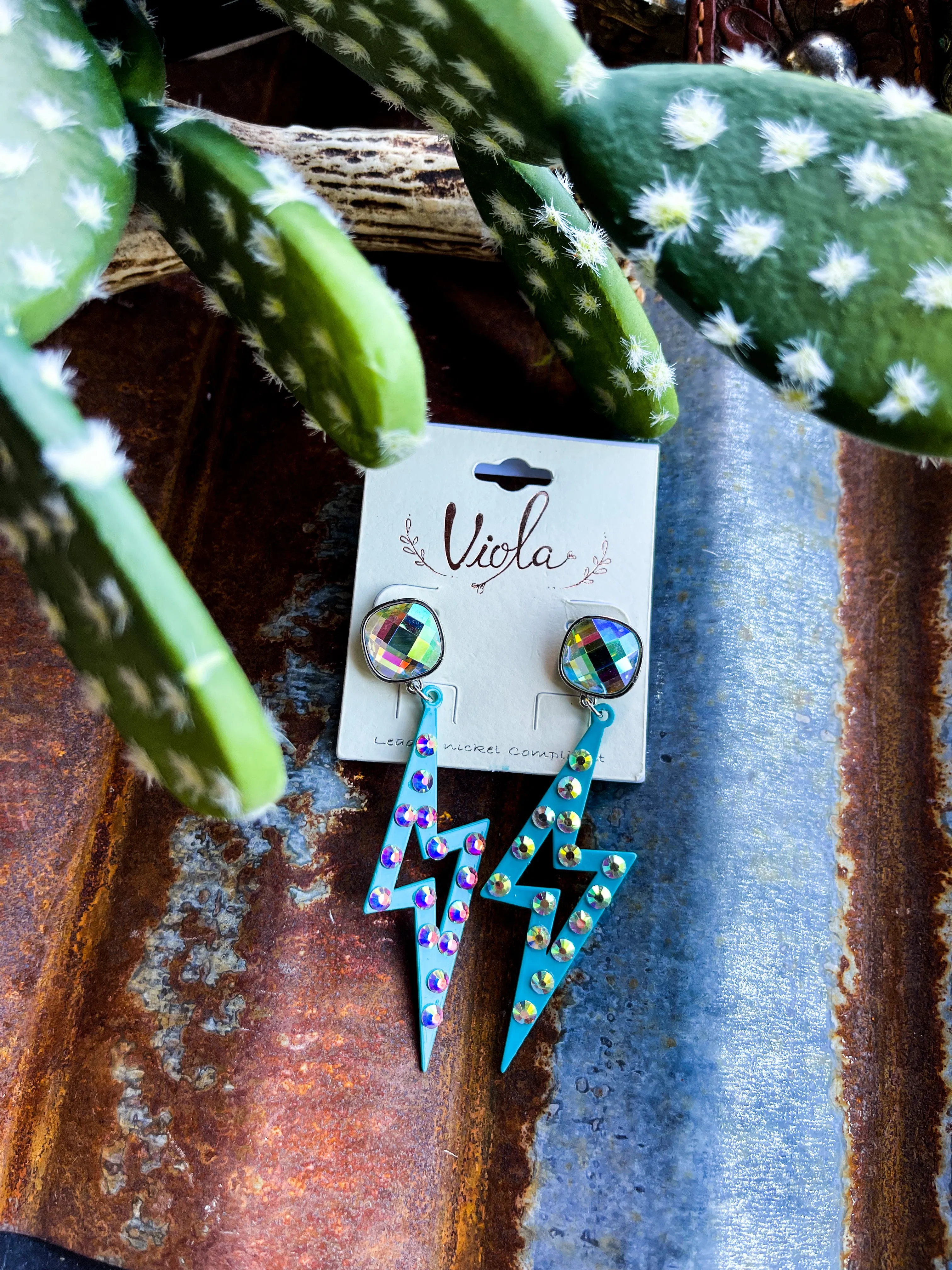 Blue Bold Bolt Earrings