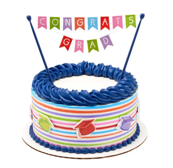 Bright Graduation Caps Cupcake Topper Rings