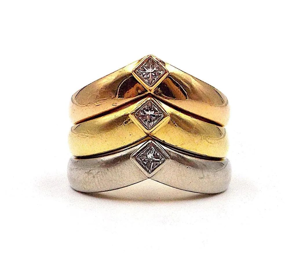 Cartier Diamond Tri-Color Gold Rings, French ASC5509