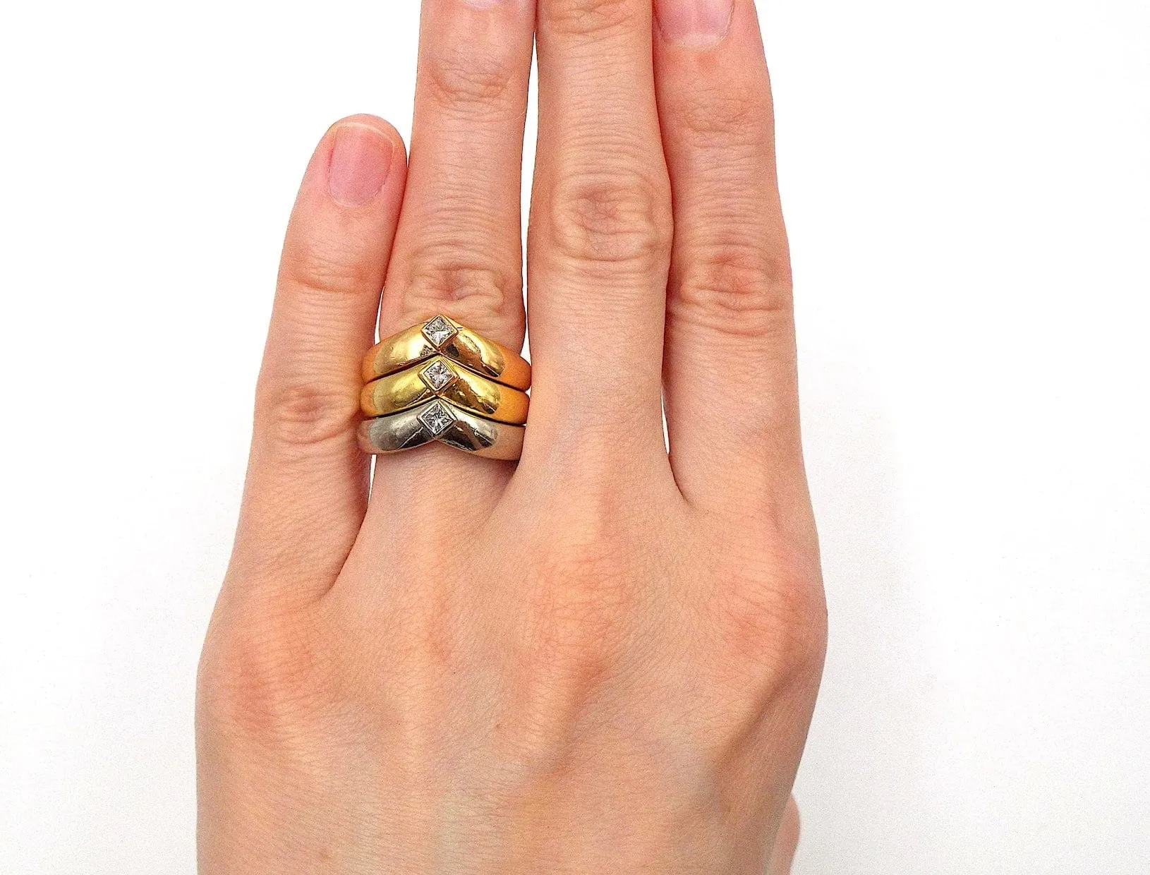 Cartier Diamond Tri-Color Gold Rings, French ASC5509